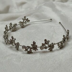 Silver Crystal Floral Bridal Headband - Women Accessories